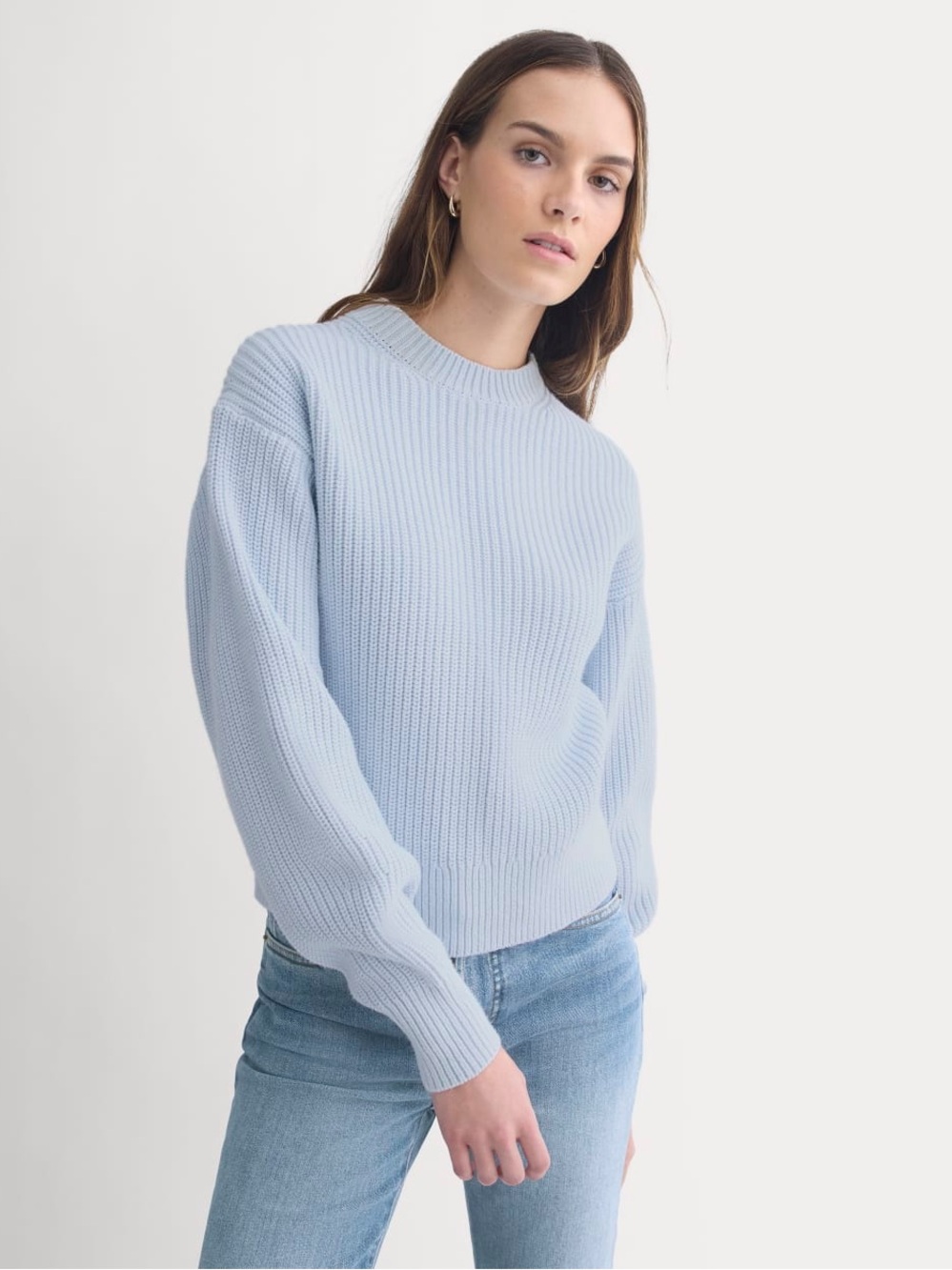 Everlane Cropped Ribbed Crew in Light Blue